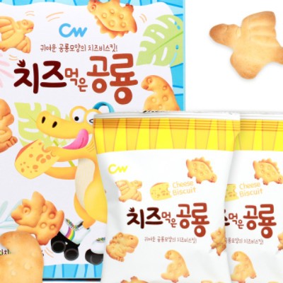 韩国进口青佑恐龙形饼干60g保质期1年奶酪味卡通休闲零食造型饼干