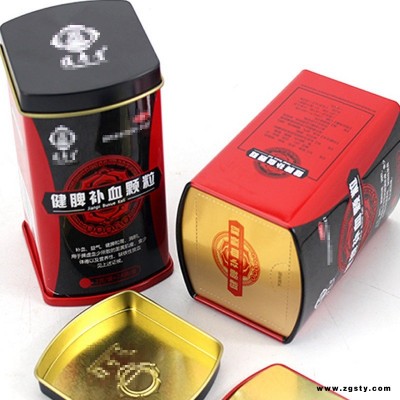 马口铁罐制作厂家 密封拍底健脾补血颗粒铁盒包装定做 麦氏罐业 药品铁皮收纳盒 中药粉铁罐