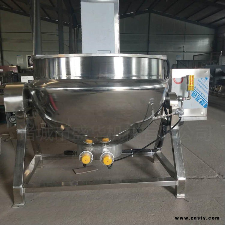 熬制阿胶用蒸煮锅 300L电加热蒸煮夹层锅 立式可倾式夹层锅