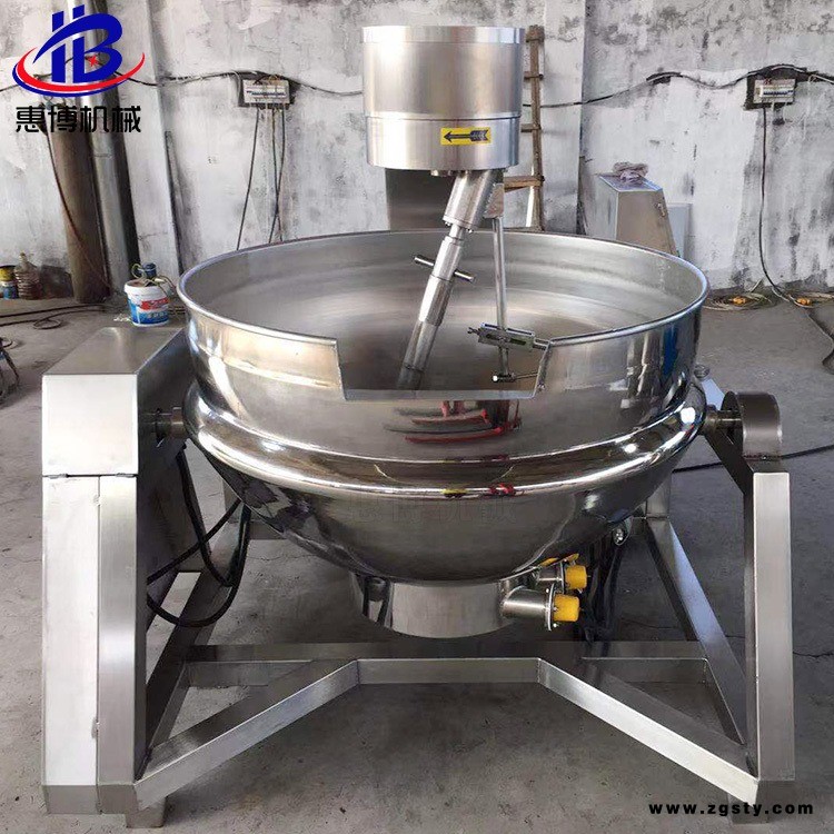 阿胶搅拌炒锅 惠博200L秋梨膏熬制锅 小龙虾调味料炒制设备