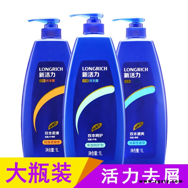 隆力奇洗发水，新活力去屑多效呵护芦荟丝质顺滑控油洗发乳1000mL