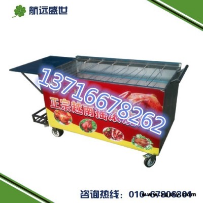 单炭盆烤鸡架车|木炭旋转摇摆烤鸡车