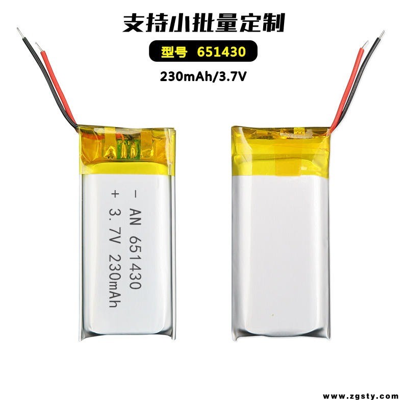 聚合物锂电池定制成人用品激光笔加湿器美容仪刷卡机音响验钞机充电电池651430 230mah奥能