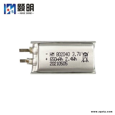 3.7V650mAh探测器 VR眼镜 成人用品 蓝牙耳机 802040软包电池厂家