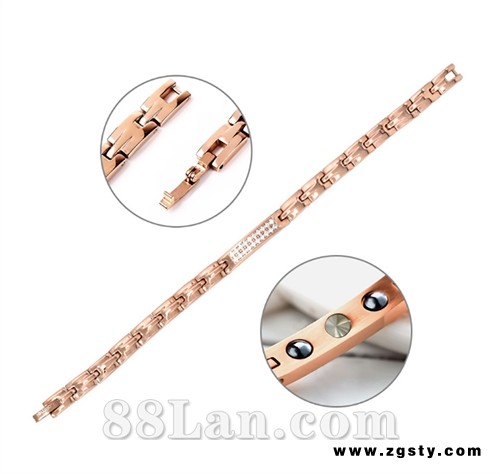 S1109量子能量玫瑰金镶钻女手链饰品合金特质使用寿命长健康保健器材厂家批发 会销礼品 保健用品 评点 参会 到会礼品 保健器械产品 tiyan  liansuo  zhongduan