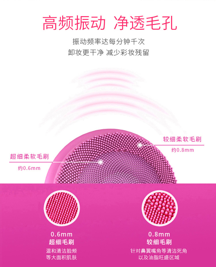 硅胶洗脸仪电动脸部洗脸神器毛孔清洁器指环洗面仪硅胶防水可充电示例图2