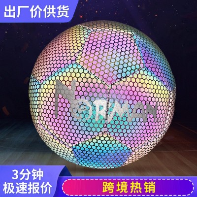厂家机缝PU成人反光5号足球室内外草地训练比赛炫彩夜光足球批发图3