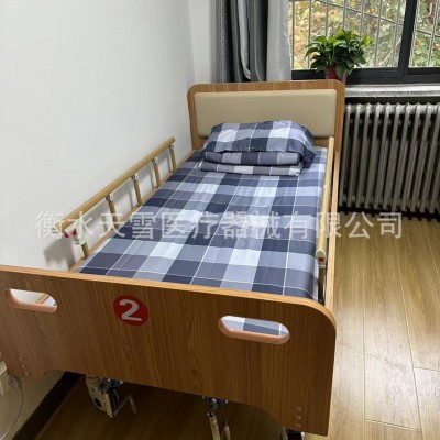 敬老院护理床 养老院手动升降单双摇护理床 瘫痪老人木质翻身床图3